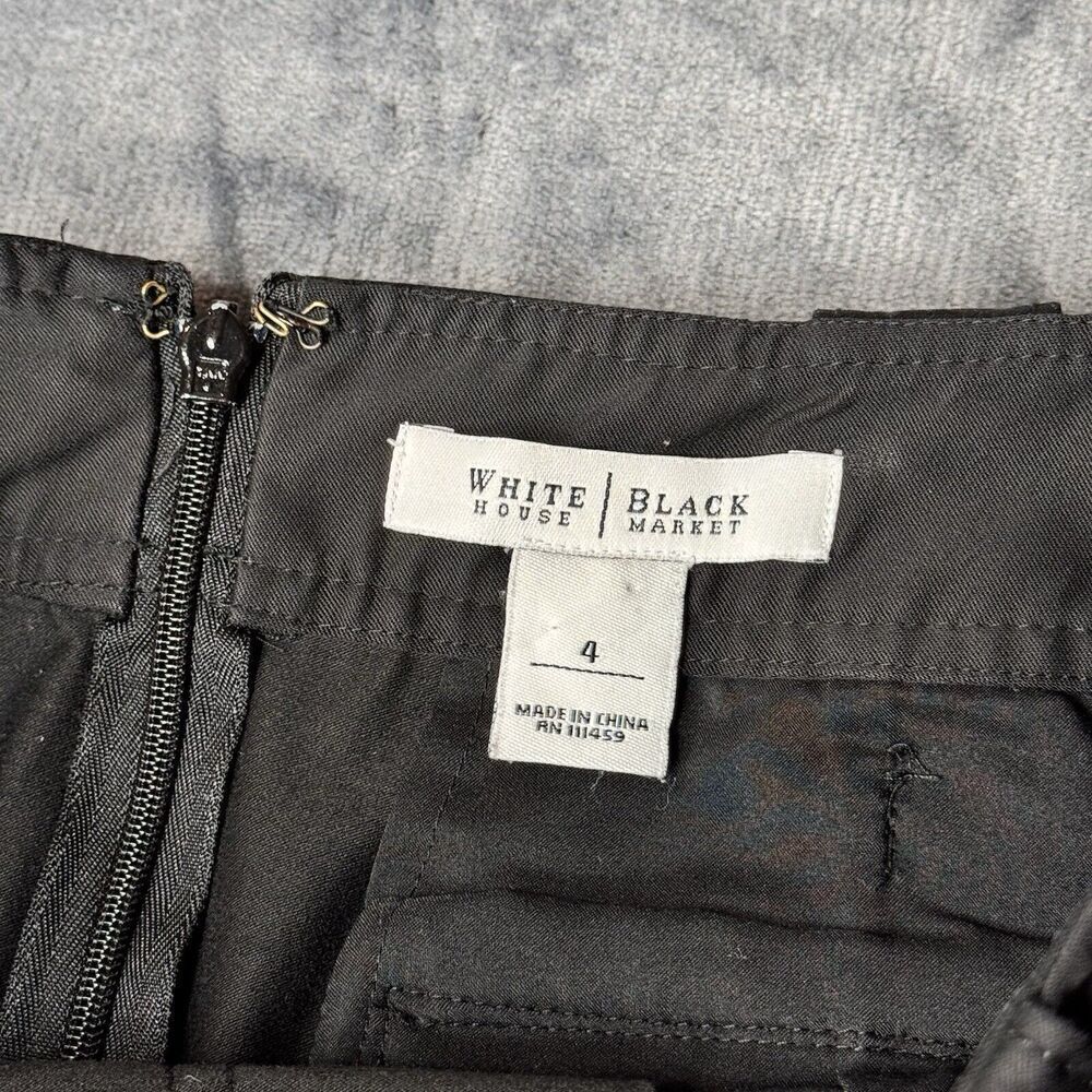White House Black Market Skirt 4 Black Cotton Rayon Spandex Very Good Pre-Owned - Picture 6 of 11